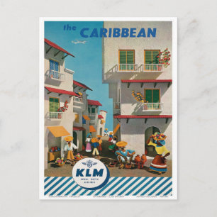 Visit the Caribbean Vintage travel Postcard