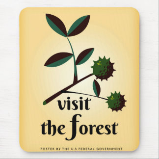 Visit the forest USA vintage poster. Mouse Mat
