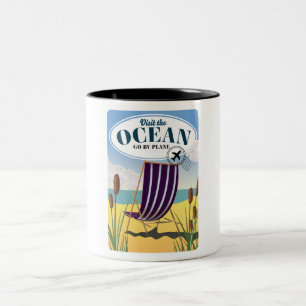 Visit the Ocean "Go by plane" Two-Tone Coffee Mug
