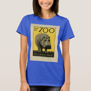 Visit the Philadelphia Zoo, Hippo - Old WPA Poster T-Shirt
