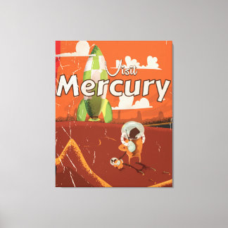 Visit the Planet Mercury Vintage Sci-Fi Cartoon Canvas Print