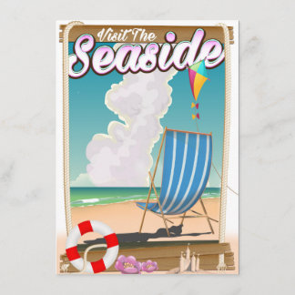 Visit the Seaside Deck chair poster Invitation