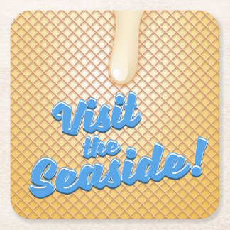 Visit the seaside square paper coaster