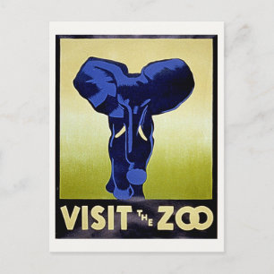 Visit the Zoo - Elephant - Vintage WPA Poster Postcard