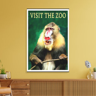 Visit the Zoo, vintage travel poster Canvas Print