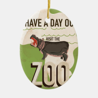 Visit The Zoo Vintage Travel Poster Ceramic Tree Decoration