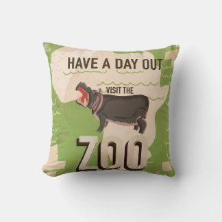 Visit The Zoo Vintage Travel Poster. Cushion