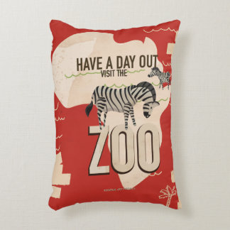 Visit The Zoo Vintage Travel Poster Decorative Cushion