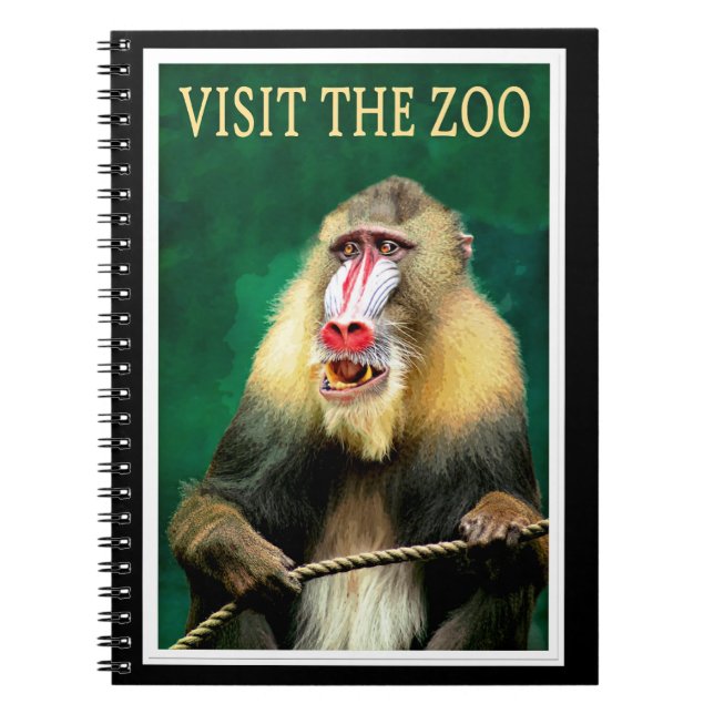 Visit the Zoo, vintage travel poster Notebook (Front)