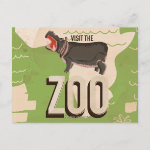 Visit The Zoo Vintage Travel Poster Postcard