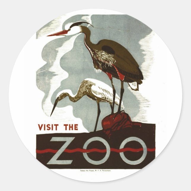 Visit the Zoo - WPA Poster - Classic Round Sticker (Front)