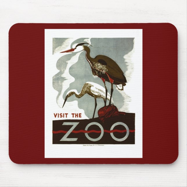 Visit the Zoo - WPA Poster - Mouse Mat (Front)