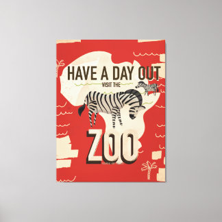 Visit The Zoo Zebra Vintage Travel Poster. Canvas Print