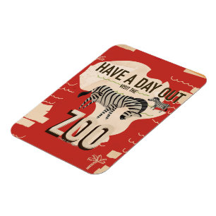 Visit The Zoo Zebra Vintage Travel Poster. Magnet