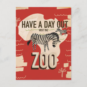 Visit The Zoo Zebra Vintage Travel Poster. Postcard
