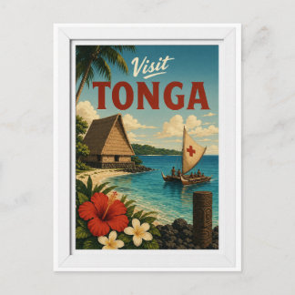 Visit Tonga Travel Vintage Postcard