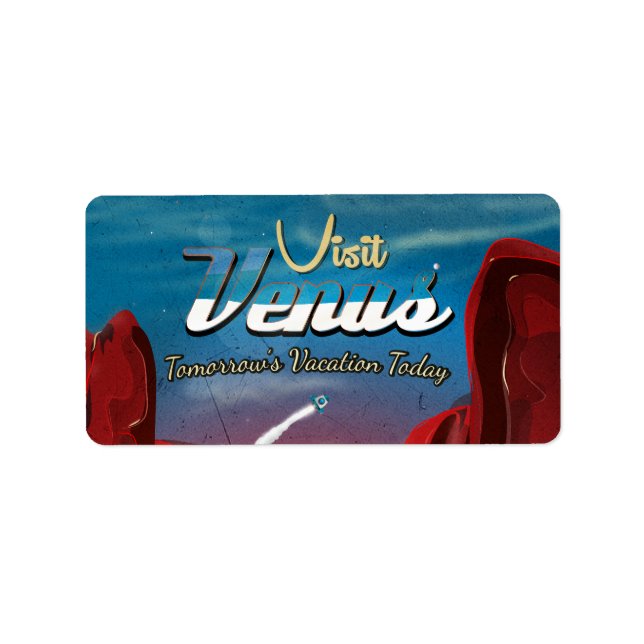 Visit Venus Vintage Poster Label (Front)