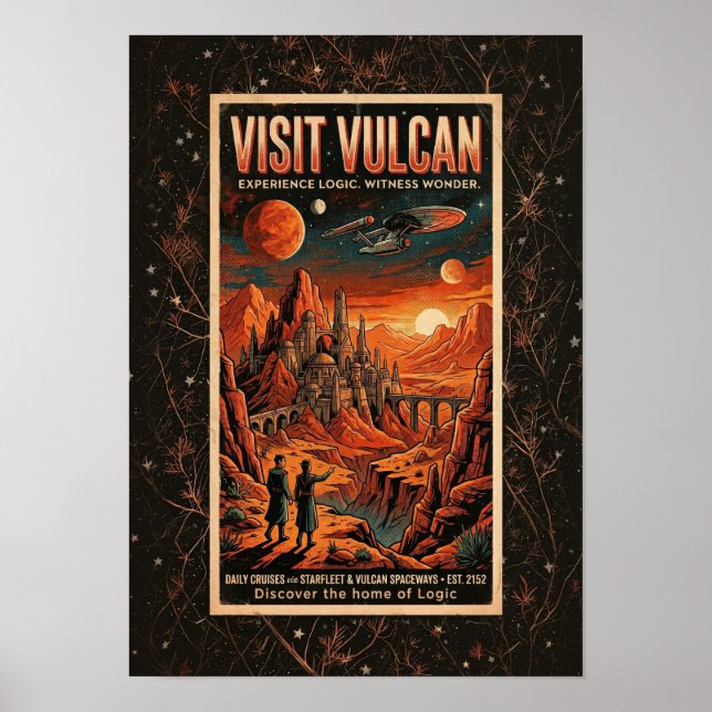 Visit Vulcan - Retro Galactic Travel Poster (Front)