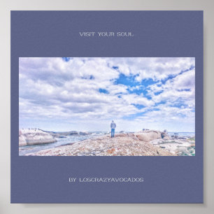 Visit Your Soul Ocean Sea View Man Figure Poster