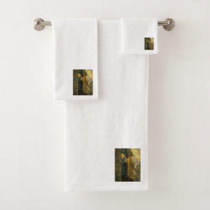 Visitation at Dawn Jesus Knocking on a Rustic Door Bath Towel Set