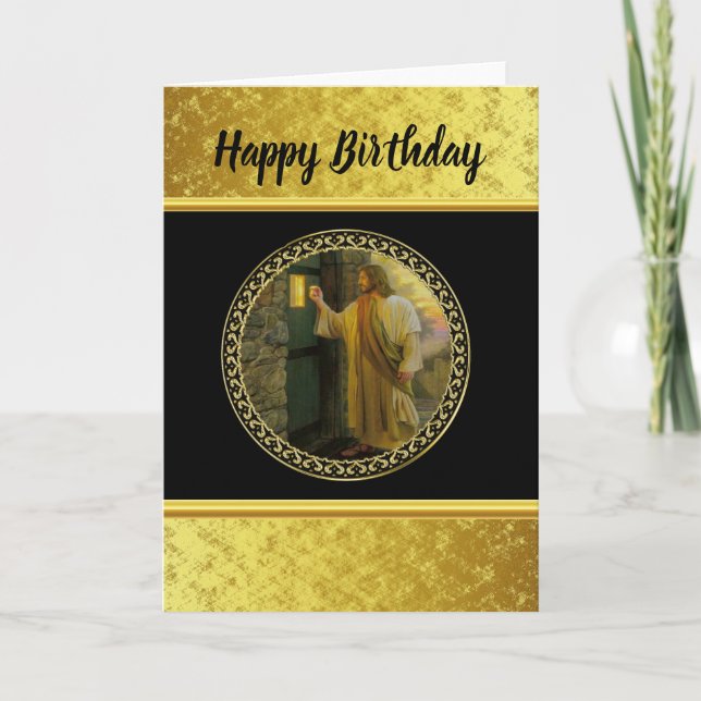 Visitation at Dawn Jesus Knocking on a Rustic Door Card (Front)