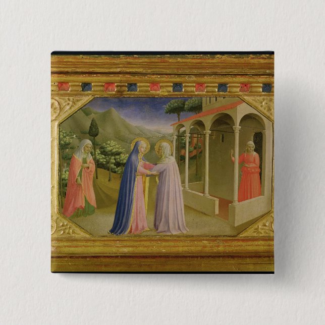 Visitation, from predella Annunciation 15 Cm Square Badge (Front)