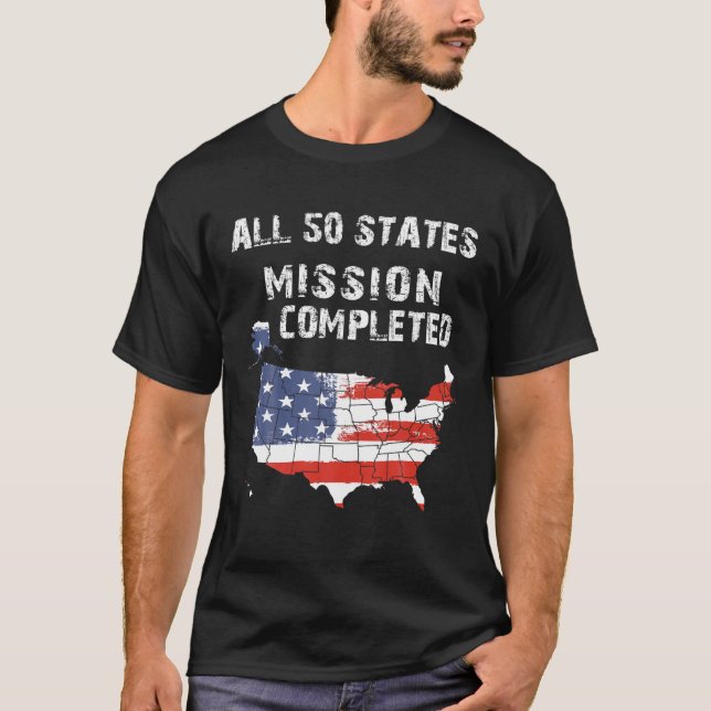 Visited All 50 States American Travelling Geograph T-Shirt (Front)