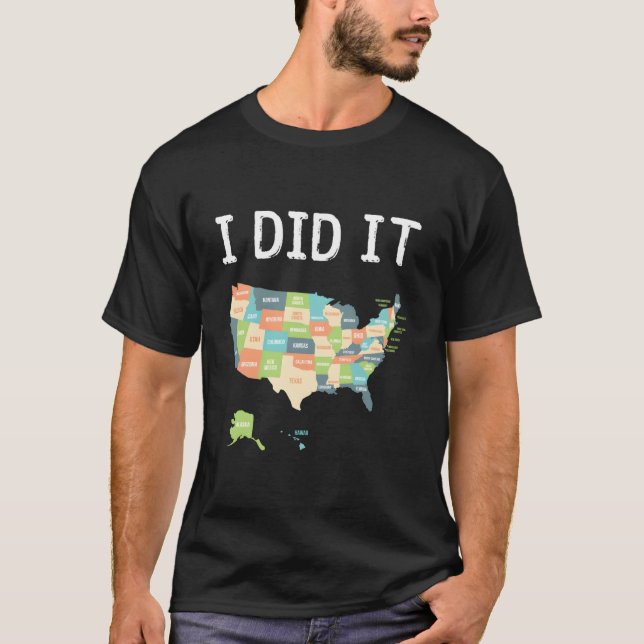 Visited All 50 States Usa Map For Travel T-Shirt (Front)