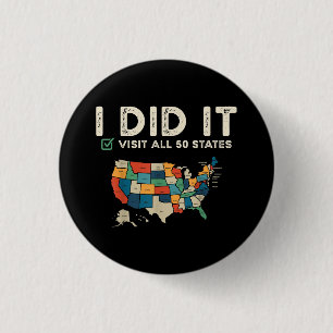 Visited All 50 US States - USA Map Travel - Visit 3 Cm Round Badge