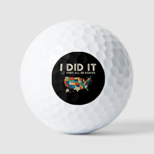 Visited All 50 US States - USA Map Travel - Visit  Golf Balls