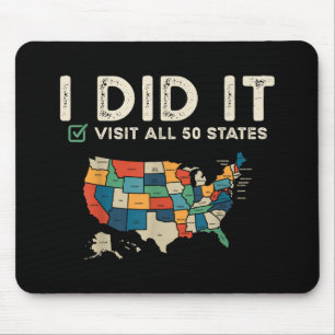 Visited All 50 US States - USA Map Travel - Visit Mouse Mat