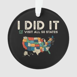 Visited All 50 US States - USA Map Travel - Visit  Ornament