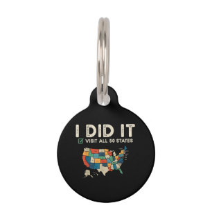 Visited All 50 US States - USA Map Travel - Visit  Pet Tag