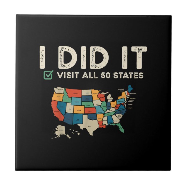 Visited All 50 US States - USA Map Travel - Visit  Tile (Front)