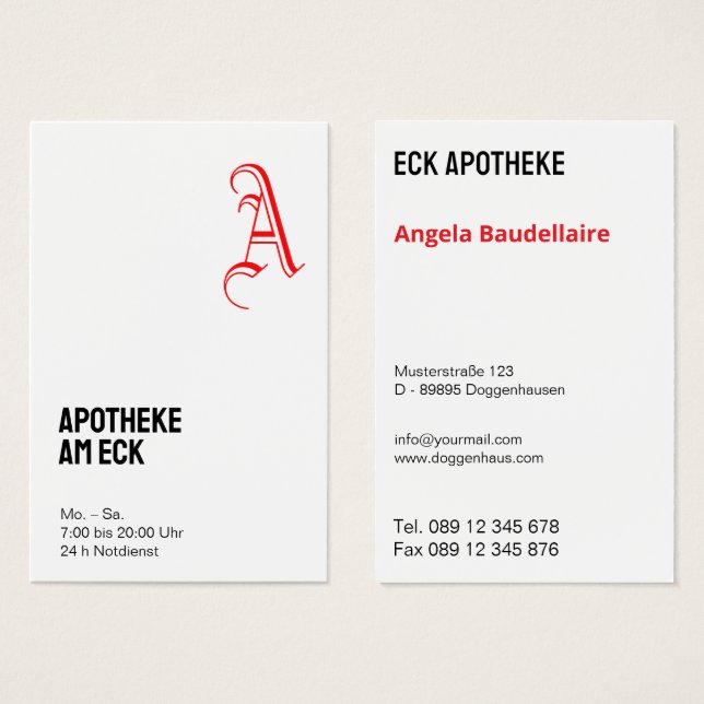 Visitenkarte Apotheke  (Front & Back)