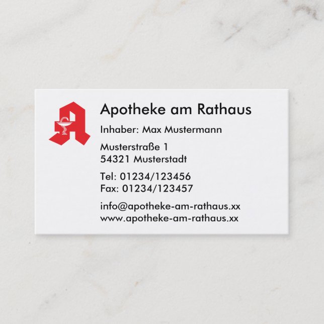 Visitenkarte für Apotheken Business Card (Front)