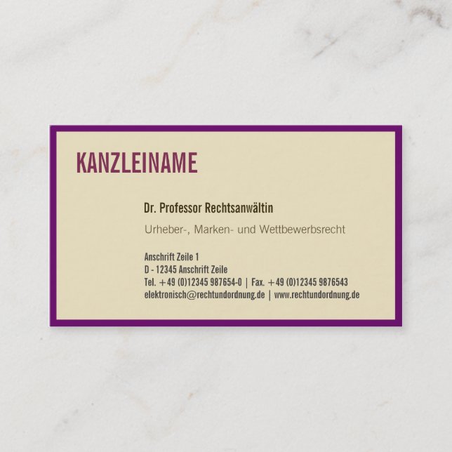 Visitenkarte Rand Business Card (Front)