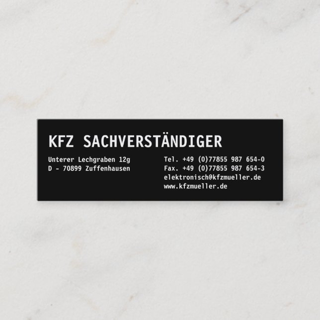 Visitenkarten Klassisch Mini Business Card (Front)