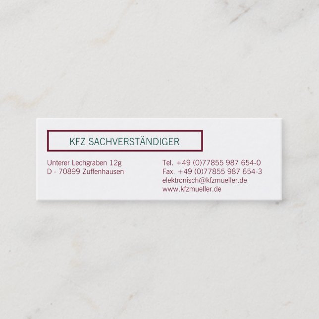 Visitenkarten Klassisch Mini Business Card (Front)