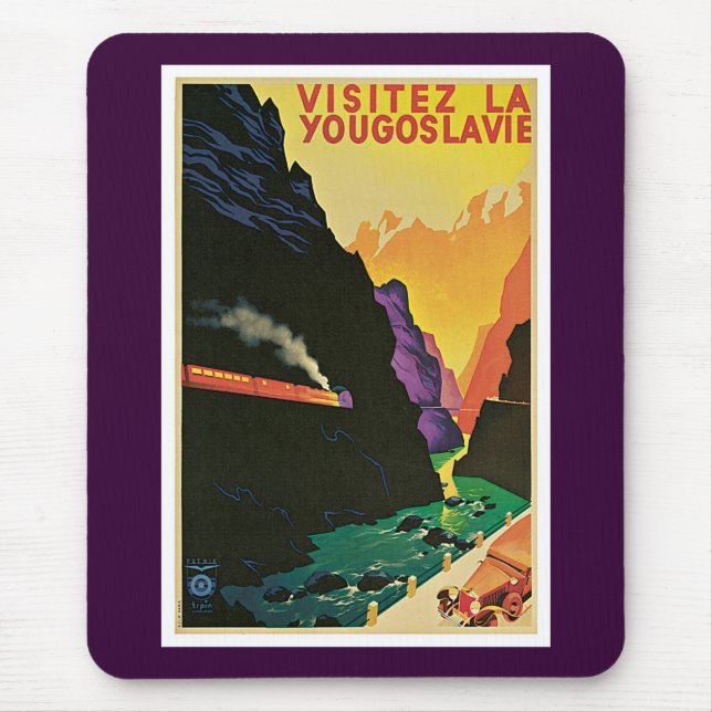 Visitez La Yougoslavie Mouse Mat (Front)