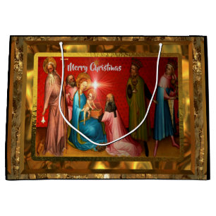 Visiting Baby Jesus Christmas Large Gift Bag