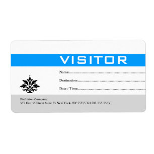 Visitor Badge Label Blue