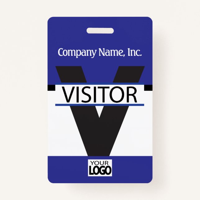 Visitor Badge with your Logo - Blue ID Badge (Front)