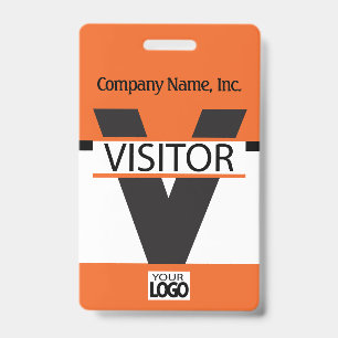 Visitor Badge with your Logo - Bright Orange ID Badge