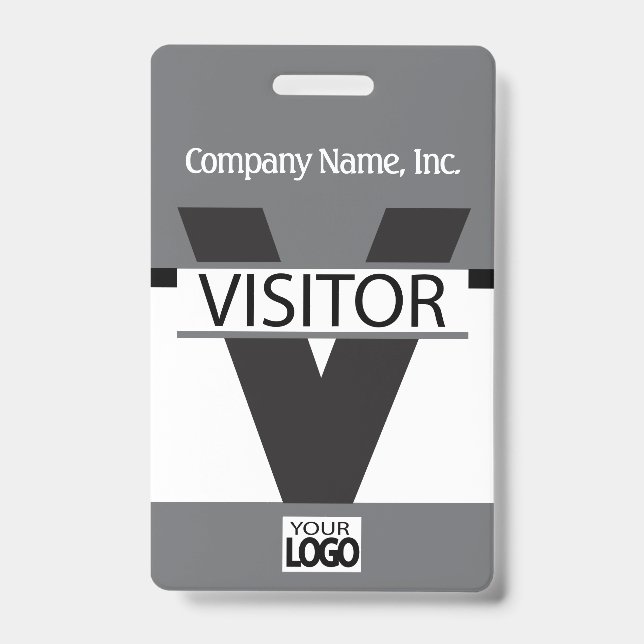 Visitor Badge with your Logo - Grey ID Badge (Front)