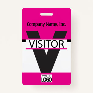 Visitor Badge with your Logo - Pink ID Badge