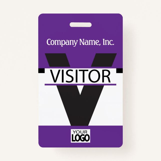 Visitor Badge with your Logo - Purple ID Badge (Front)