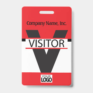 Visitor Badge with your Logo - Red ID Badge