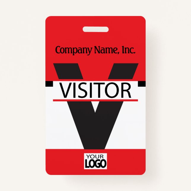 Visitor Badge with your Logo - Red ID Badge (Front)