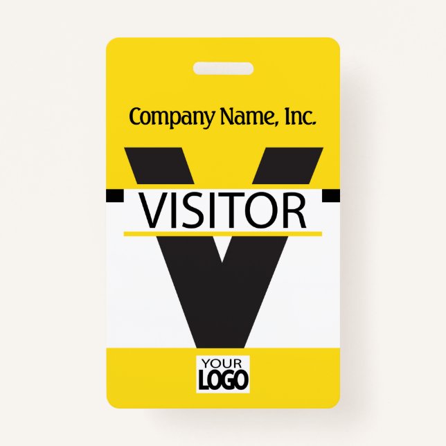 Visitor Badge with your Logo - Yellow ID Badge (Front)